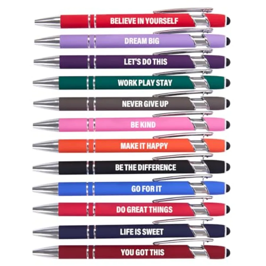 Funny Pens - 12 Pack Fine Point Smooth Writing Pens with Inspirational Tips, Black Ink, Touch Stylus Screens, Motivational Gift
Funny Pens - 12 Pack Fine Point Smooth Writing Pens with Inspirational Tips, Black Ink, Touch Stylus Screens, Motivational Gift