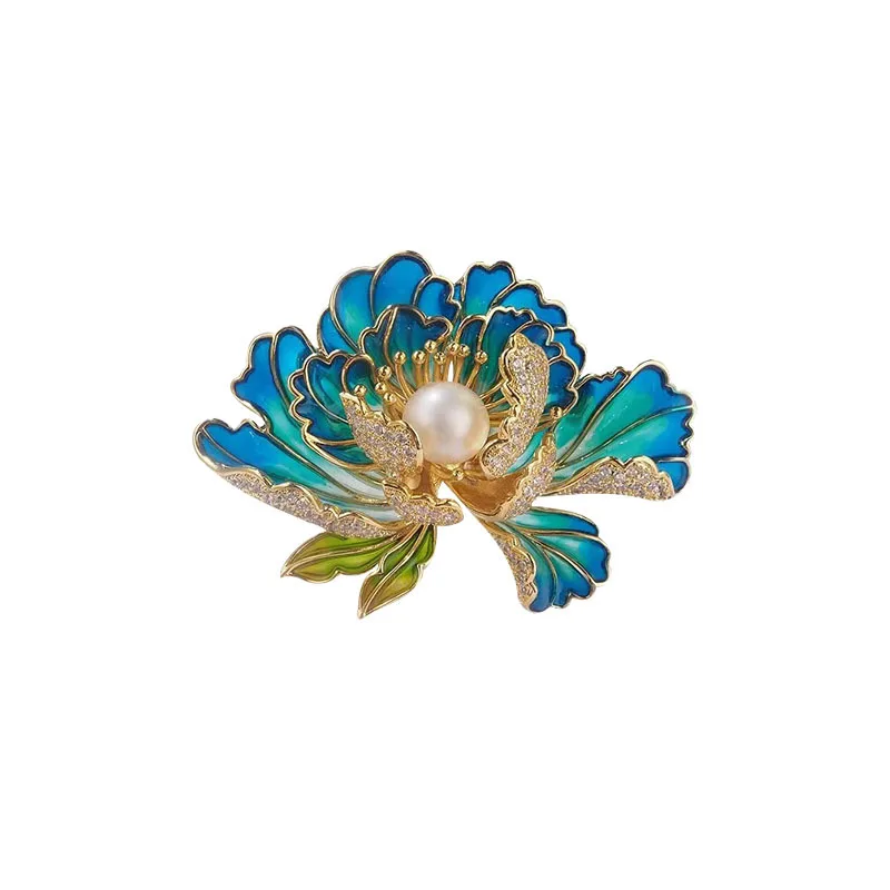Classical enamel peony brooch, natural freshwater pearl, exquisite high-end Chinese style accessories pin
Classical enamel peony brooch, natural freshwater pearl, exquisite high-end Chinese style accessories pin