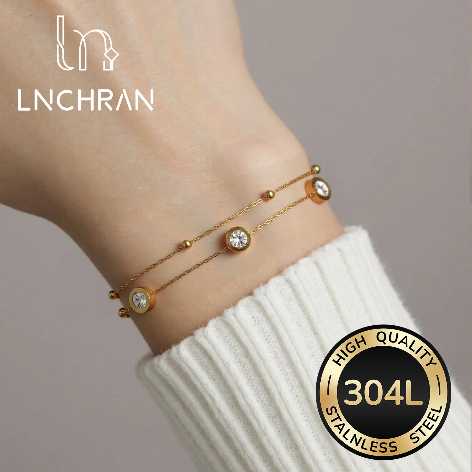 Stainless Steel Double Chain Roman Numeral Crystal Bracelet for Women
Stainless Steel Double Chain Roman Numeral Crystal Bracelet for Women