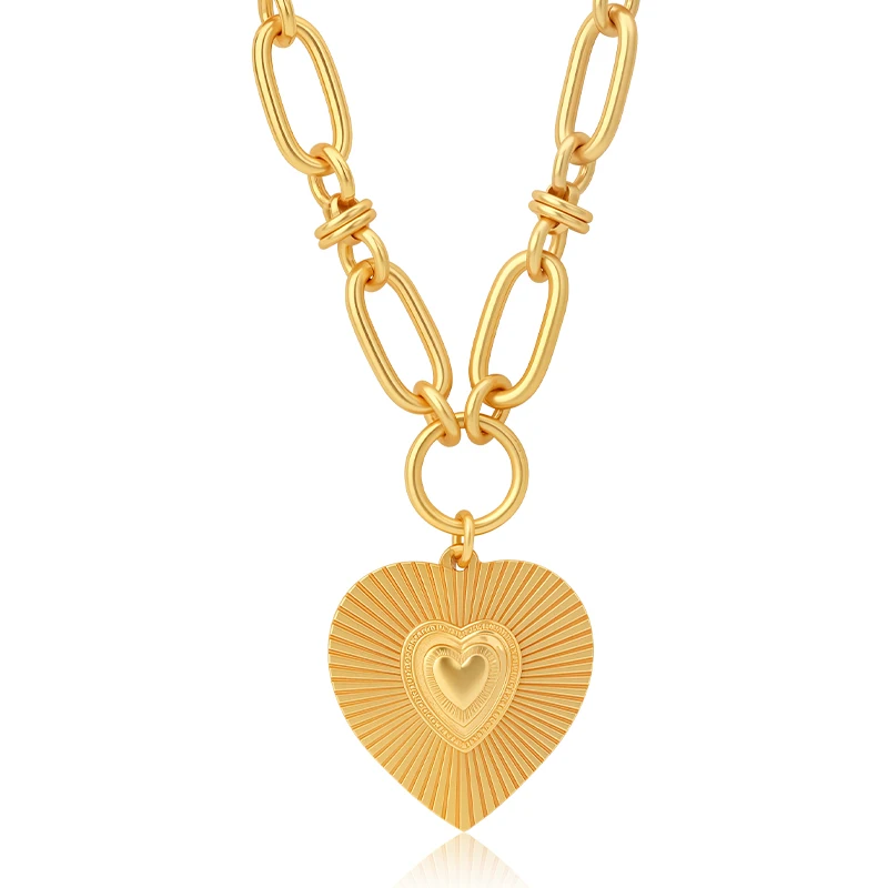 VAROLE Classic Love Heart Necklace Thick Chain Multi-layer Striped Pendant Necklace for Women Men Engagement Wedding Gift
VAROLE Classic Love Heart Necklace Thick Chain Multi-layer Striped Pendant Necklace for Women Men Engagement Wedding Gift