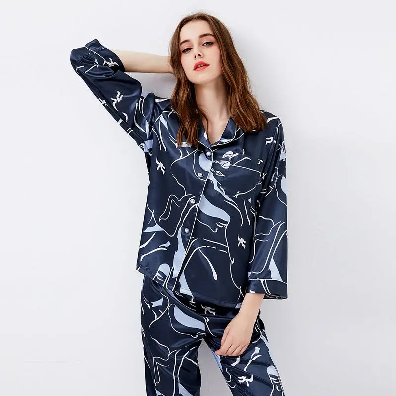 Ice Silk Nightwear Women Spring and Autumn Summer New Advanced Sense Thin Long Sleeve Simulation Silk Women's Home Dress Set
Ice Silk Nightwear Women Spring and Autumn Summer New Advanced Sense Thin Long Sleeve Simulation Silk Women's Home Dress Set
