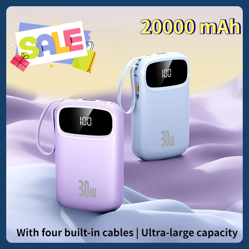Power Bank with Super Large Capacity of 20000mAh Ultrathin Small and Portable with Built-in Cable and Super Fast Charging
Power Bank with Super Large Capacity of 20000mAh Ultrathin Small and Portable with Built-in Cable and Super Fast Charging