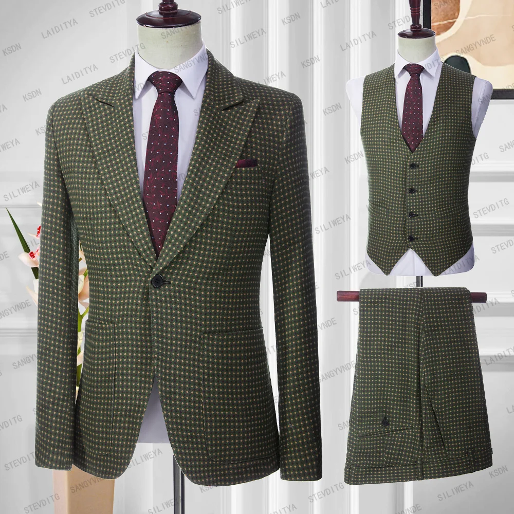 2023 New Fashion Men's Suit Summer Slim Fit Green Linen Yellow Red Dots Boutique Business Clothing 3 Pcs Set(Jacket+Vest+Pants)
2023 New Fashion Men's Suit Summer Slim Fit Green Linen Yellow Red Dots Boutique Business Clothing 3 Pcs Set(Jacket+Vest+Pants)