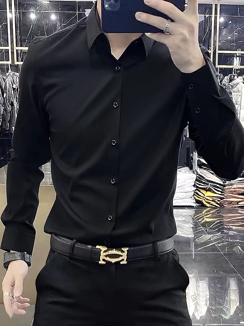 Гладкая повседневная мужская рубашка с длинным рукавом, деловая, формальная, из полиэфирного волокна, немнущаяся, комфортная, дышащая, весна-осень
Гладкая повседневная мужская рубашка с длинным рукавом, деловая, формальная, из полиэфирного волокна, немнущаяся, комфортная, дышащая, весна-осень