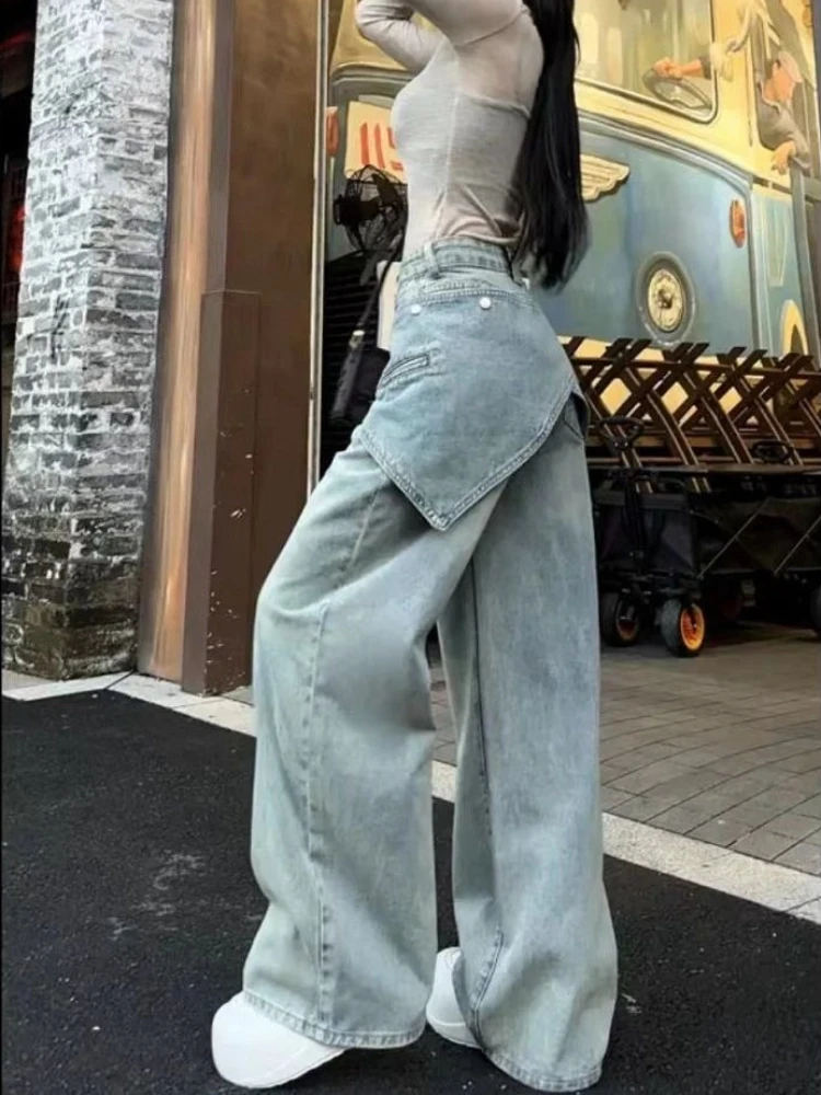 Trendy Women's High Rise Denim Jeans with Removable Waist Belt Retro Street Style for Overlay Wide Leg Pants
Trendy Women's High Rise Denim Jeans with Removable Waist Belt Retro Street Style for Overlay Wide Leg Pants