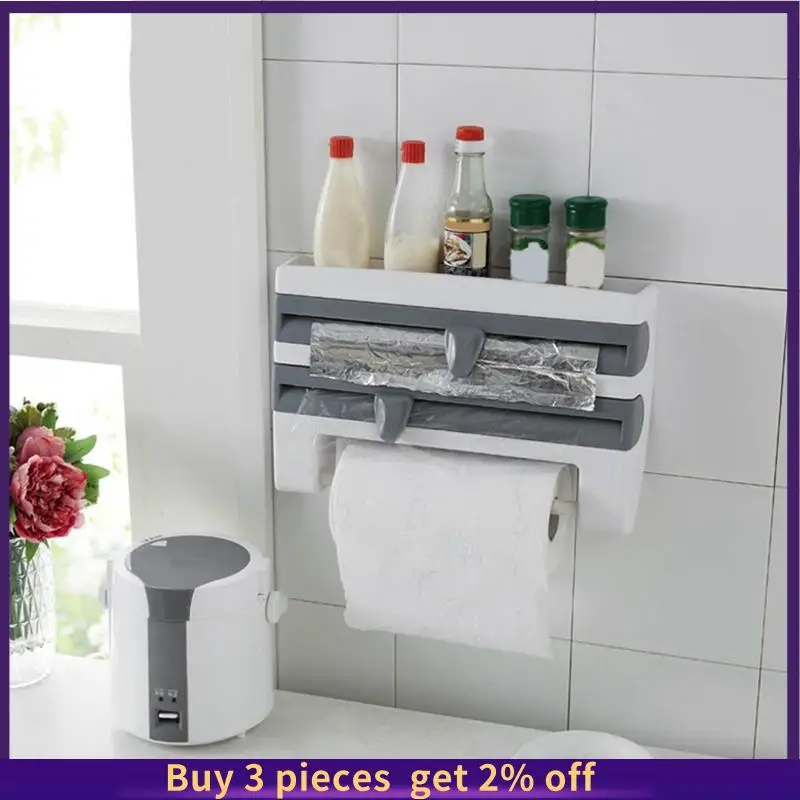 Wall-Mounted Storage Rack With Cutter Aluminum Foil Barbecue Paper Paper Towel Wall-Mounted Rack
Wall-Mounted Storage Rack With Cutter Aluminum Foil Barbecue Paper Paper Towel Wall-Mounted Rack