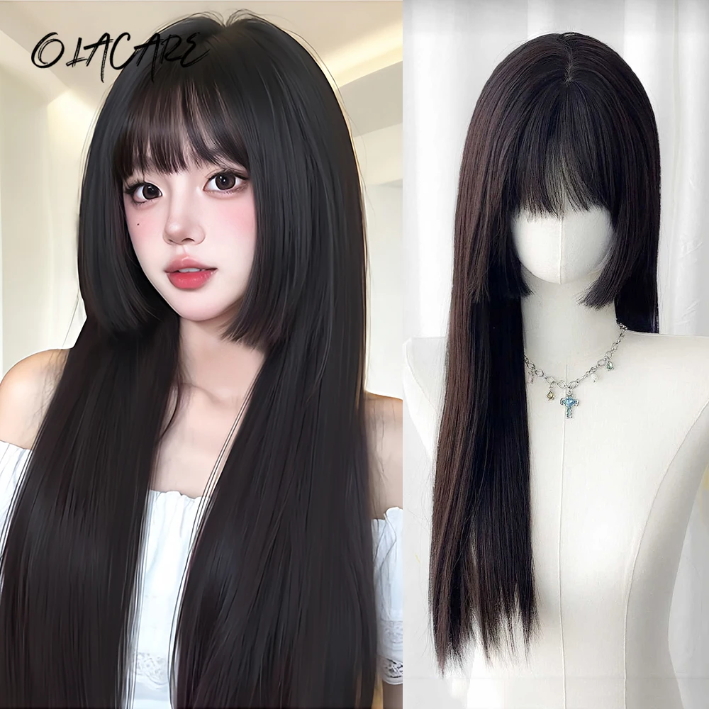 Long Silky Straight Synthetic Wigs with Bangs Black Natural Heat Resistant Wig LM Cosplay Party Lolita Hair Wigs for Women
Long Silky Straight Synthetic Wigs with Bangs Black Natural Heat Resistant Wig LM Cosplay Party Lolita Hair Wigs for Women