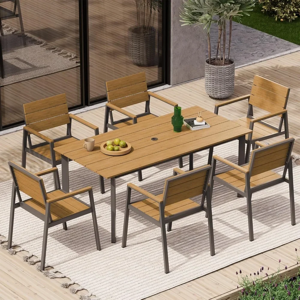 Outdoor Patio Dining Table Sets 7-Piece Aluminum and HDPS All-Weather Table and Chairs with Umbrella Hole,Patio Modern Furniture
Outdoor Patio Dining Table Sets 7-Piece Aluminum and HDPS All-Weather Table and Chairs with Umbrella Hole,Patio Modern Furniture