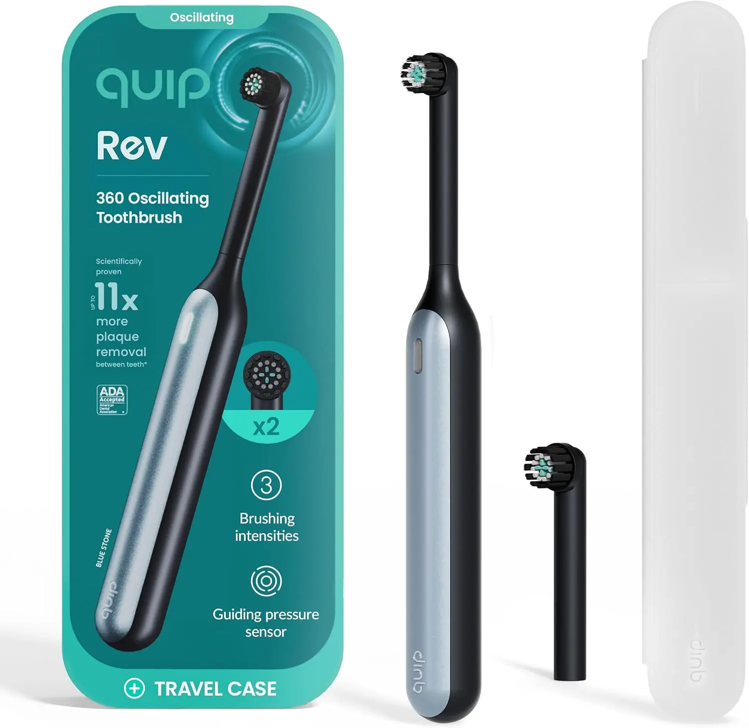 Rechargeable Electric Toothbrush with Pressure Sensor, 3 Modes, 30-Day Battery, Travel Case - Blue
Rechargeable Electric Toothbrush with Pressure Sensor, 3 Modes, 30-Day Battery, Travel Case - Blue