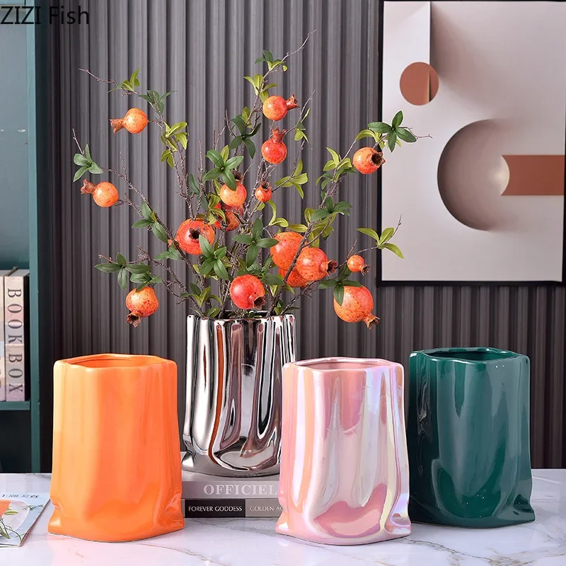 Pleated Texture Ceramic Vase Gold Plated Potted Plants Desk Decoration Flowers Pots Decorative Flower Arrangement Floral Vases
Pleated Texture Ceramic Vase Gold Plated Potted Plants Desk Decoration Flowers Pots Decorative Flower Arrangement Floral Vases