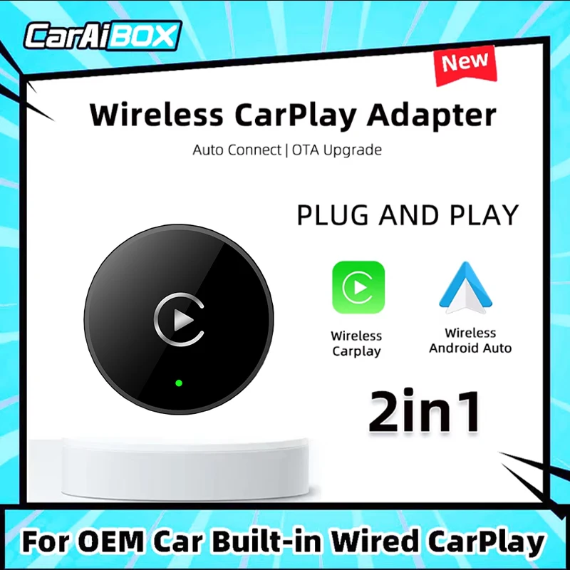 2025 NEW Wireless Carplay Adapter Android Auto 2in1 Smart Mini Box WIFI BT Auto Connect Plug And Play For Kia Volvo Audi
2025 NEW Wireless Carplay Adapter Android Auto 2in1 Smart Mini Box WIFI BT Auto Connect Plug And Play For Kia Volvo Audi