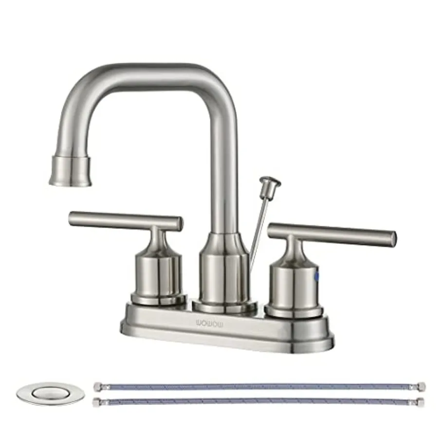 Centerset Bathroom Faucet : 4 Inch Bathroom Sink Faucets with Lift Rod Drain Assembly Vanity Faucet 2 Handle High Arc Taps Mode
Centerset Bathroom Faucet : 4 Inch Bathroom Sink Faucets with Lift Rod Drain Assembly Vanity Faucet 2 Handle High Arc Taps Mode