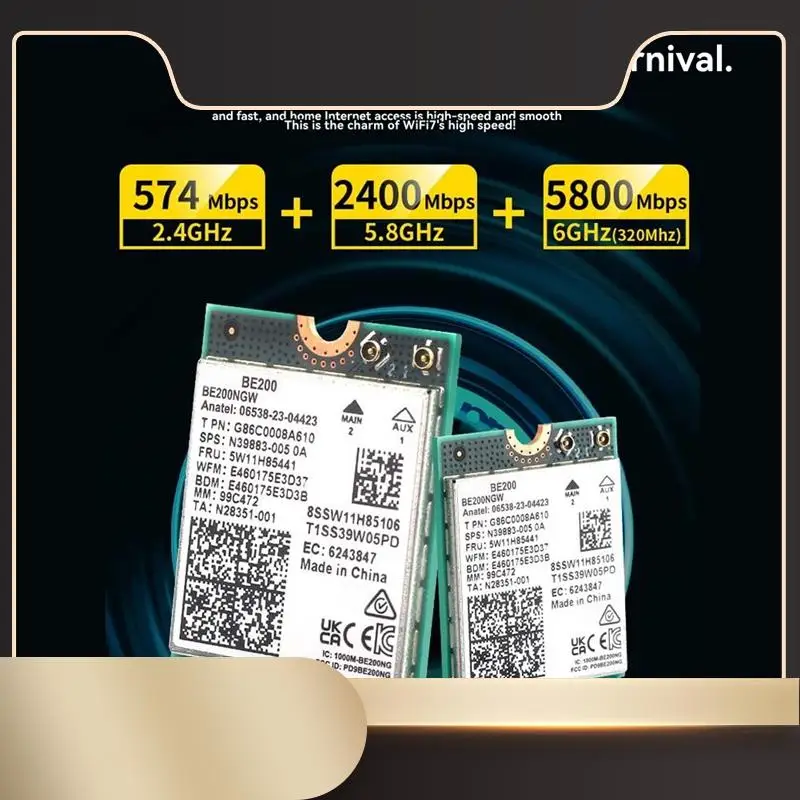 Беспроводная сетевая карта BE200 Wi-Fi 7 + антенна 8Dbi 2,4G/5G 6 ГГц Bluetooth 5,4 8774 Мбит/с адаптер для Win10/для Win11-N36R
Беспроводная сетевая карта BE200 Wi-Fi 7 + антенна 8Dbi 2,4G/5G 6 ГГц Bluetooth 5,4 8774 Мбит/с адаптер для Win10/для Win11-N36R