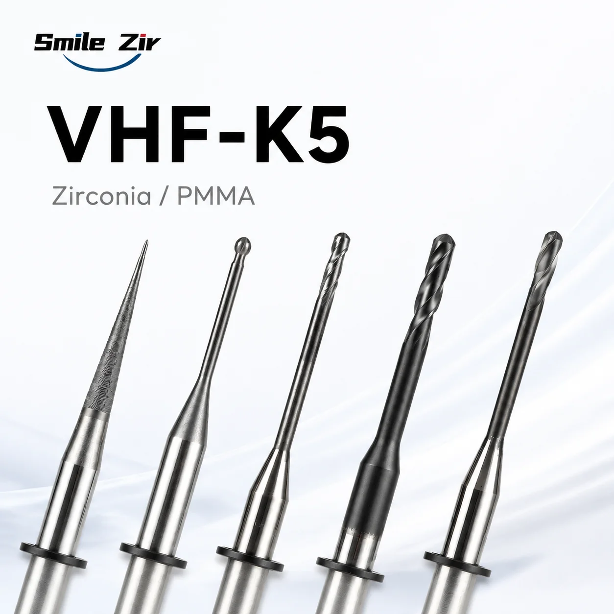 VHF K5 Milling Burs for Zirconia PMMA DC NC Diamond Coating D3 CAD CAM Laboratory Milling Machine Tools
VHF K5 Milling Burs for Zirconia PMMA DC NC Diamond Coating D3 CAD CAM Laboratory Milling Machine Tools