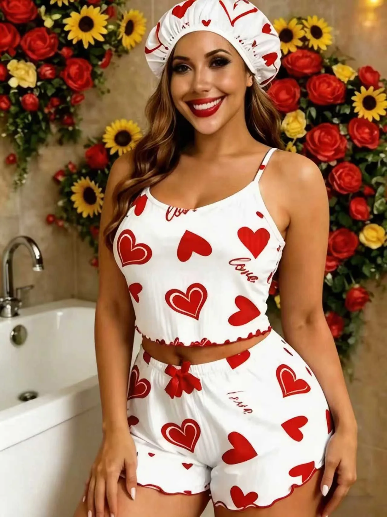 3Pcs/Set Casual Set Heart Printed Satin Cami Pajama Spaghetti Strap Shorts Pajama Ladies Homewear Breathable Sleepwear
3Pcs/Set Casual Set Heart Printed Satin Cami Pajama Spaghetti Strap Shorts Pajama Ladies Homewear Breathable Sleepwear