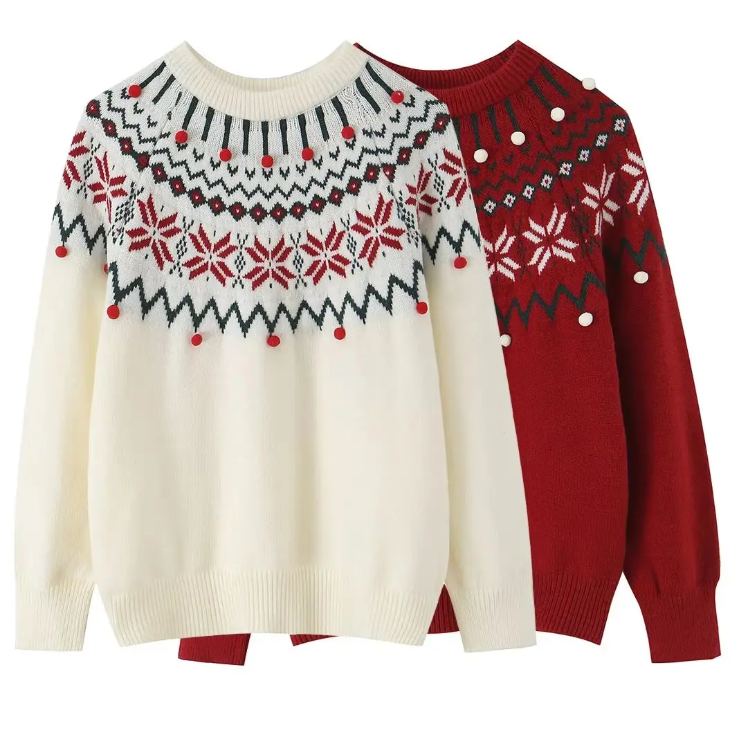 2026 Spring Autumn Women's Elegant Christmas Jacquard Knitted Thicken Sweater Lady Vintage Warm Fluffy Loose O-neck Pullover
2026 Spring Autumn Women's Elegant Christmas Jacquard Knitted Thicken Sweater Lady Vintage Warm Fluffy Loose O-neck Pullover