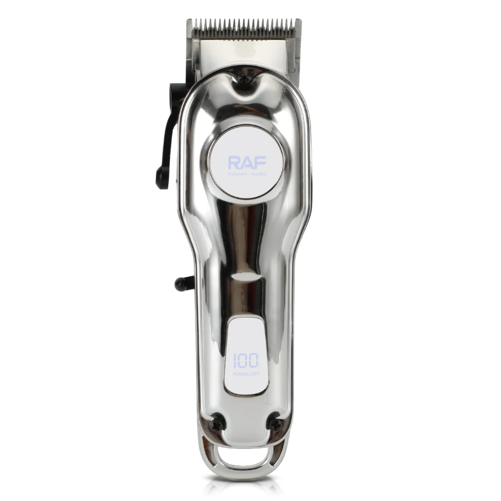RAF All Metal Body Rechargeable Professional Haircut Grooming Kit Barber Electric Trimmer Kit Hair Clippers With Digital Display
RAF All Metal Body Rechargeable Professional Haircut Grooming Kit Barber Electric Trimmer Kit Hair Clippers With Digital Display