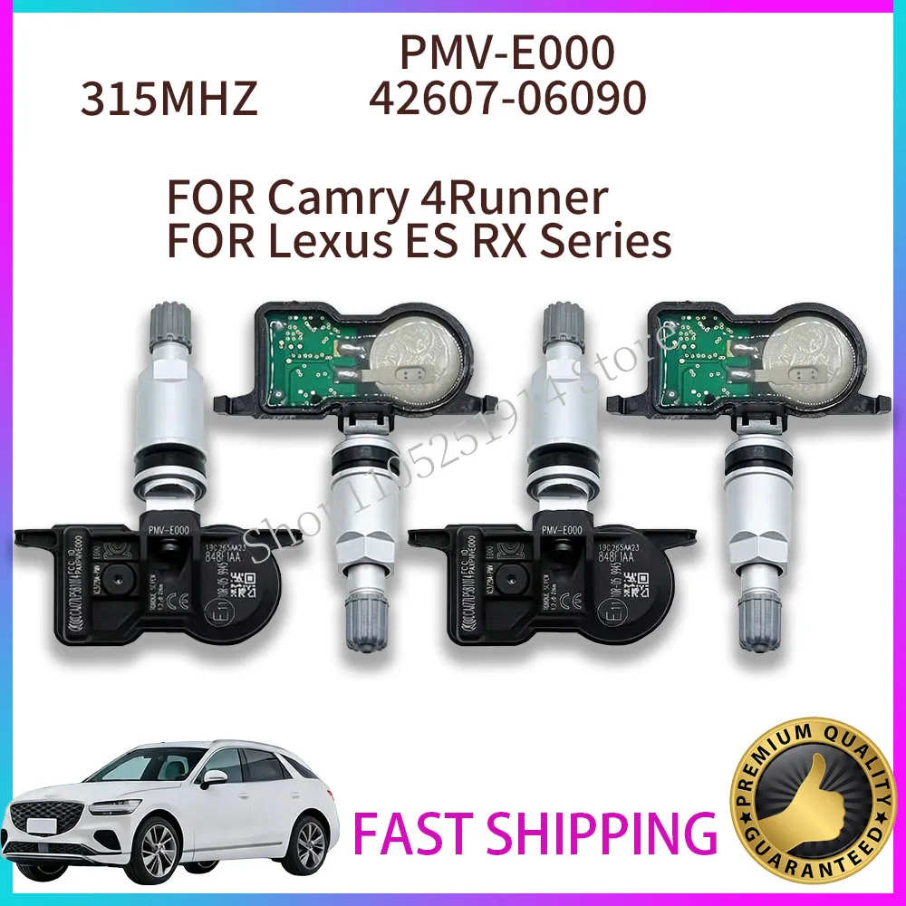 TPMS 315MHZ PMV-E000 For Toyota Tacoma Camry 4Runner For Lexus ES RX Series TPMS Tire Pressure Sensor Monitor System 42607-06090
TPMS 315MHZ PMV-E000 For Toyota Tacoma Camry 4Runner For Lexus ES RX Series TPMS Tire Pressure Sensor Monitor System 42607-06090