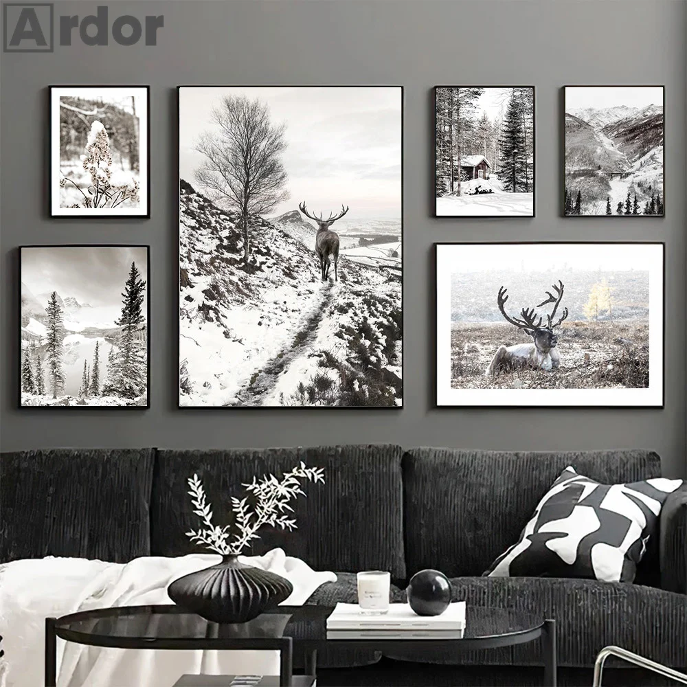 Winter Snow Scenery Squirrel Elk Pine House Wall Art Print Canvas Painting Nordic Poster Wall Pictures Living Room Home Decor
Winter Snow Scenery Squirrel Elk Pine House Wall Art Print Canvas Painting Nordic Poster Wall Pictures Living Room Home Decor