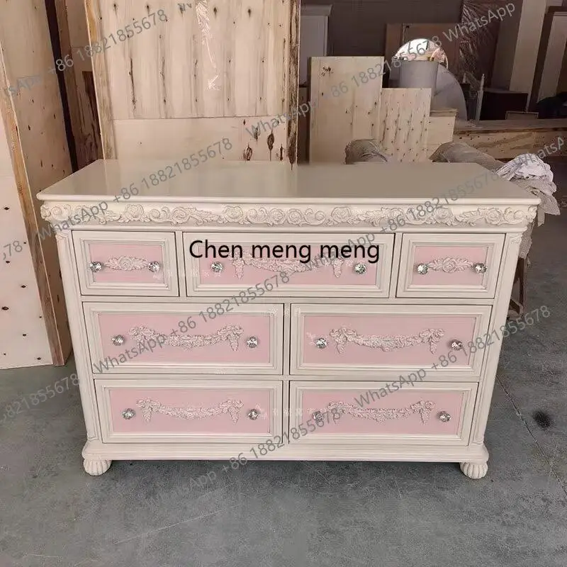 French solid wood carved vintage chest of drawers European storage cabinet American pink decorative cabinet
French solid wood carved vintage chest of drawers European storage cabinet American pink decorative cabinet