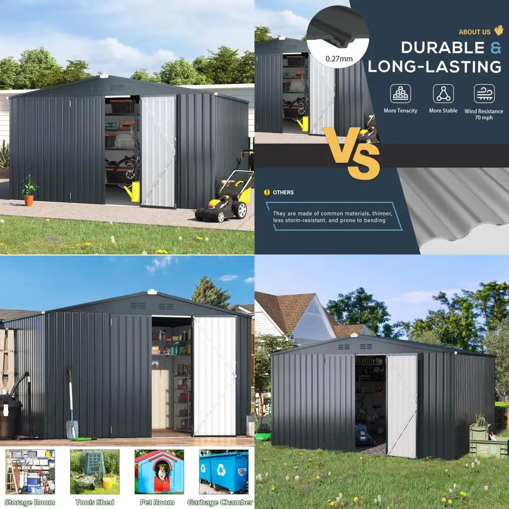 AECOJOY 10 by 12 Foot Outdoor Storage Shed with Dark Grey Finish, Lockable Doors, Utility Storage
AECOJOY 10 by 12 Foot Outdoor Storage Shed with Dark Grey Finish, Lockable Doors, Utility Storage