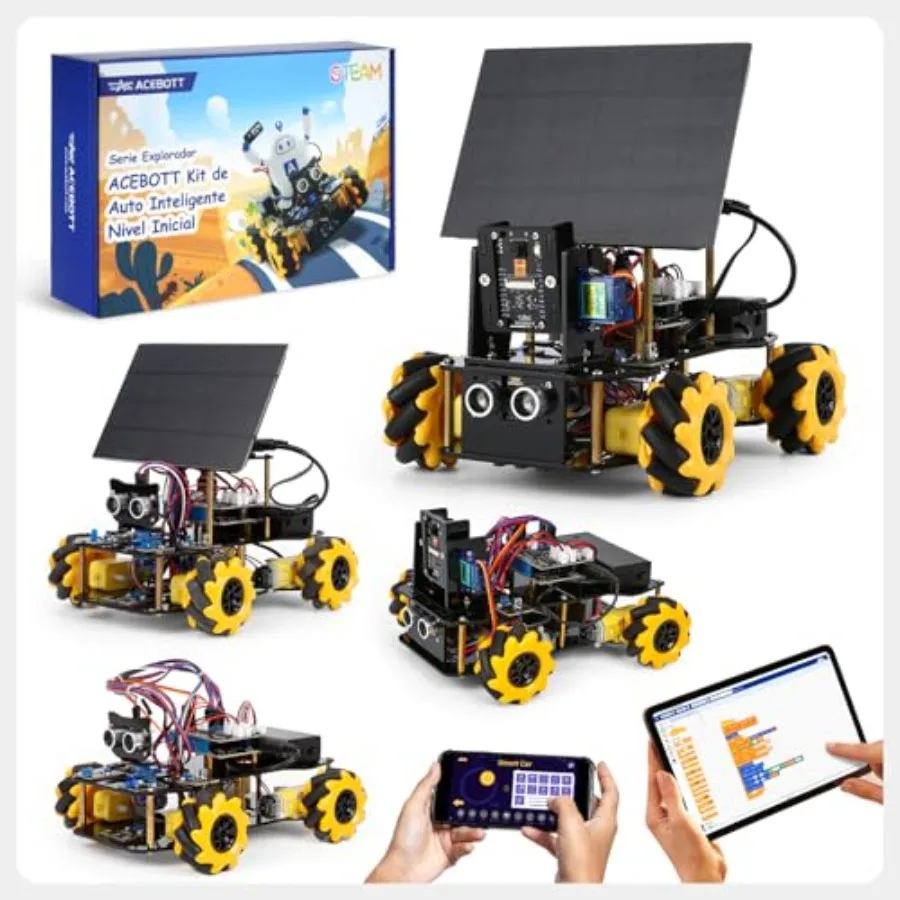 4-in-1 ESP32 Smart Camera Solar Robot Car, 4WD Remote Control Car Robotics Kit for 8-12 12-16+ Teens, Electronics Programming S
4-in-1 ESP32 Smart Camera Solar Robot Car, 4WD Remote Control Car Robotics Kit for 8-12 12-16+ Teens, Electronics Programming S