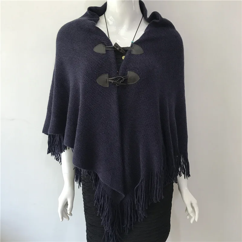 Spring Autumn New Style Shawl Cape Tassel Ox Horn Buckle Solid Color Irregular Double-Layer Tassel Cloak Shawl Sunscreen Navy
Spring Autumn New Style Shawl Cape Tassel Ox Horn Buckle Solid Color Irregular Double-Layer Tassel Cloak Shawl Sunscreen Navy