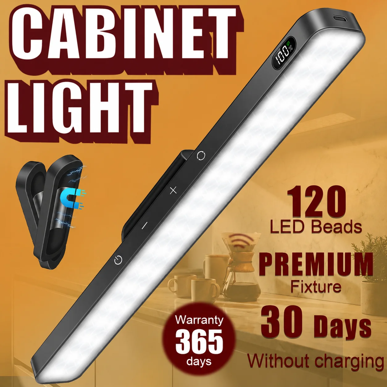 Rechargeable Wardrobe Lamp 120 LEDs LCD Battery Display Magnetic Touch Dimming Closet Light for Bedroom Mirror Storage Cabinet
Rechargeable Wardrobe Lamp 120 LEDs LCD Battery Display Magnetic Touch Dimming Closet Light for Bedroom Mirror Storage Cabinet
