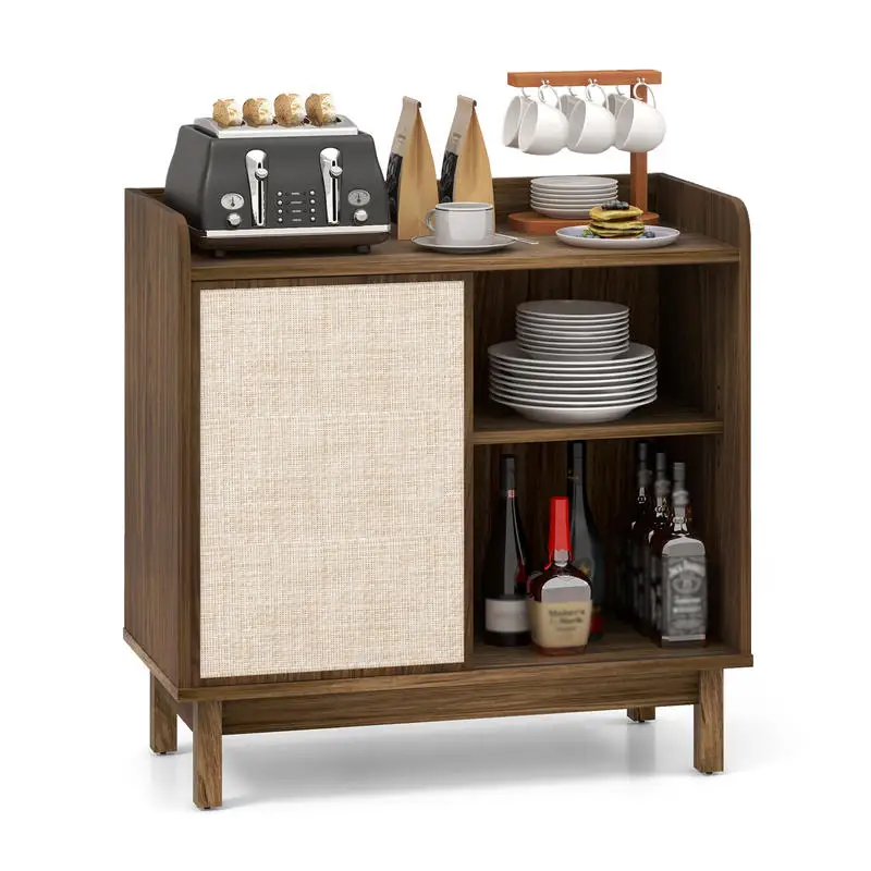 Rattan Buffet Sideboard Mid Century Floor Storage Cabinet with Sliding Door and Adjustable Shelves-Walnut
Rattan Buffet Sideboard Mid Century Floor Storage Cabinet with Sliding Door and Adjustable Shelves-Walnut