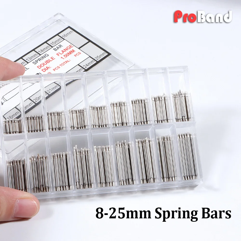 Stainless Steel Spring Bars Set Diameter 1.5/1.8mm Length 8mm-25mm Watchband Strap Belt Repair Tools Lug Pins for Watchmakers
Stainless Steel Spring Bars Set Diameter 1.5/1.8mm Length 8mm-25mm Watchband Strap Belt Repair Tools Lug Pins for Watchmakers