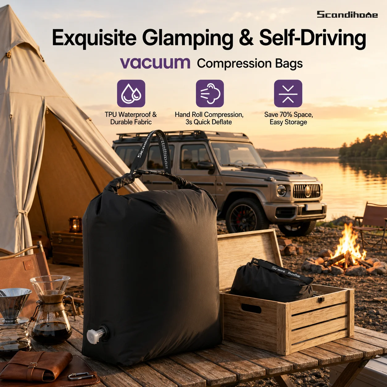 Glamping Vacuum Compression Bag No Pump Required Waterproof Gear Organizer for Sleeping Bag Down Jacket Vanlife Space Saver
Glamping Vacuum Compression Bag No Pump Required Waterproof Gear Organizer for Sleeping Bag Down Jacket Vanlife Space Saver