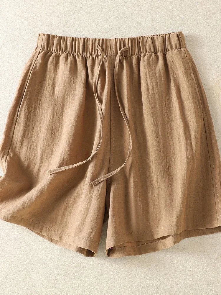 Casual Cotton Linen Wide Leg Short Pants Women Summer Elastic Waist Belted Cool Feeling Breathable Simple Five-Quarter Thin
Casual Cotton Linen Wide Leg Short Pants Women Summer Elastic Waist Belted Cool Feeling Breathable Simple Five-Quarter Thin