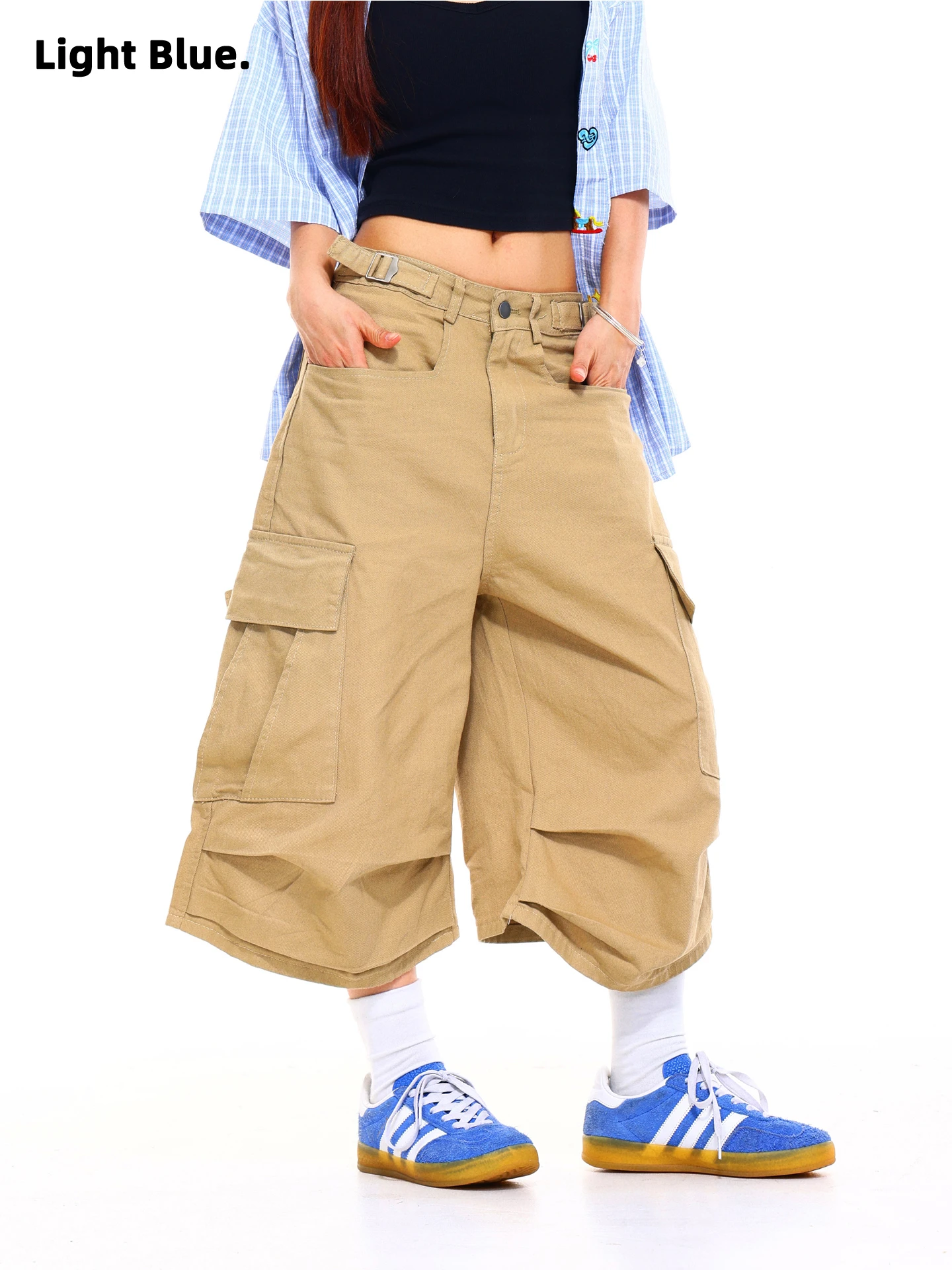Light Blue American Style Pleated Workwear Pants Women Summer Vintage Loose Jeans Seven-Foot-Mare Riding Pants
Light Blue American Style Pleated Workwear Pants Women Summer Vintage Loose Jeans Seven-Foot-Mare Riding Pants