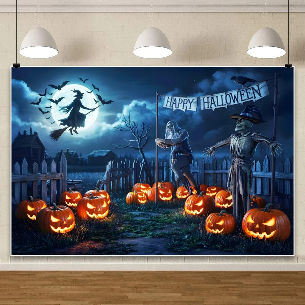 Happy Halloween Party Decor Background Graveyard Pumpkin Lights Witch Broom Halloween Eve Moon Horror Theme Photography Backdrop
Happy Halloween Party Decor Background Graveyard Pumpkin Lights Witch Broom Halloween Eve Moon Horror Theme Photography Backdrop