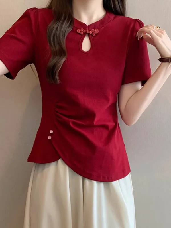New Chinese Sle Red ort Sve T-irt Women Faionable Asymmetrical Regular Fit Summer Clothing Commuter Korea Sle
New Chinese Sle Red ort Sve T-irt Women Faionable Asymmetrical Regular Fit Summer Clothing Commuter Korea Sle