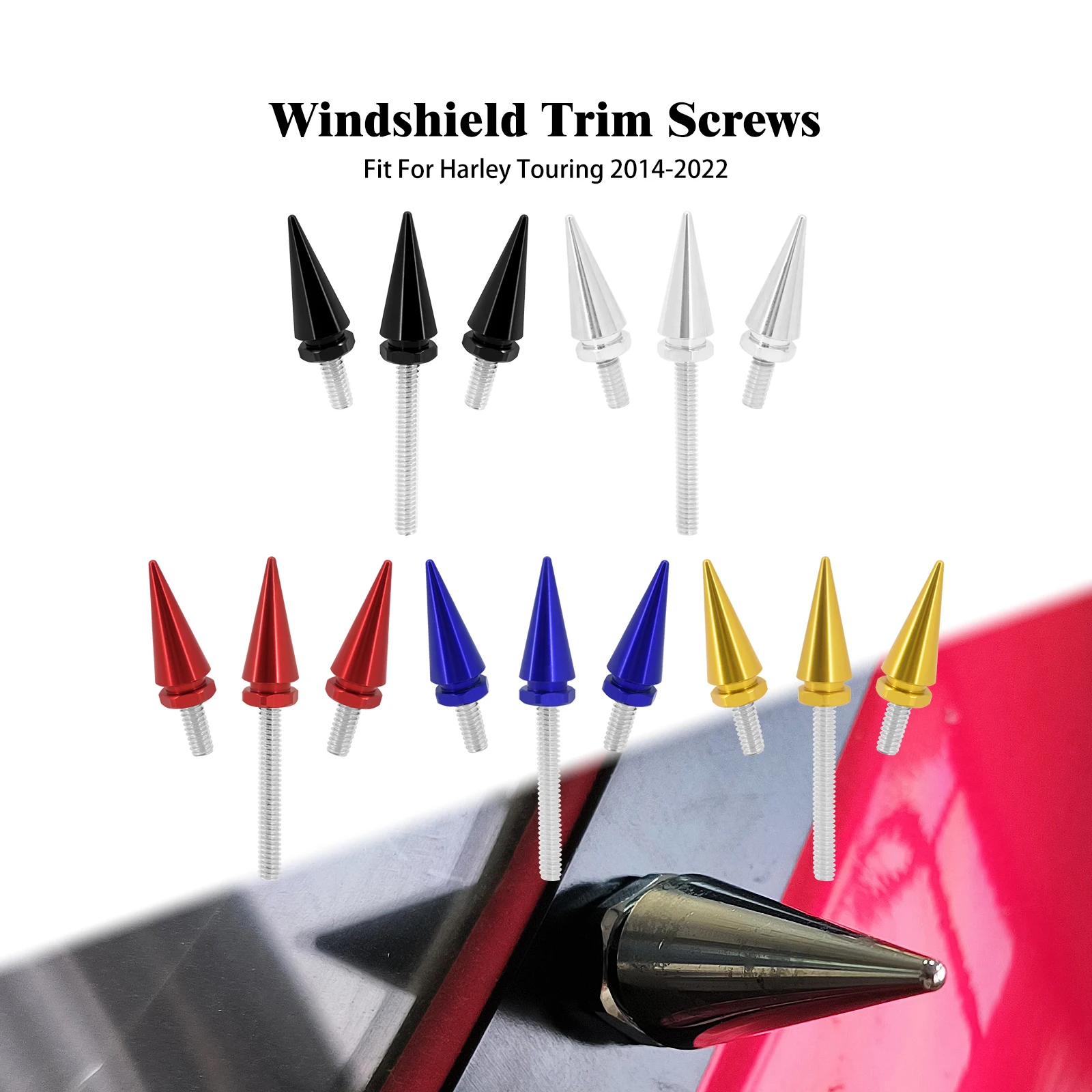 3xMotorcycle Windscreen Windshield Trim Screw Bolts Black/Chrome/Red/Blue/Gold For Harley Touring Street Glide FLHX FLHT 2014-22
3xMotorcycle Windscreen Windshield Trim Screw Bolts Black/Chrome/Red/Blue/Gold For Harley Touring Street Glide FLHX FLHT 2014-22