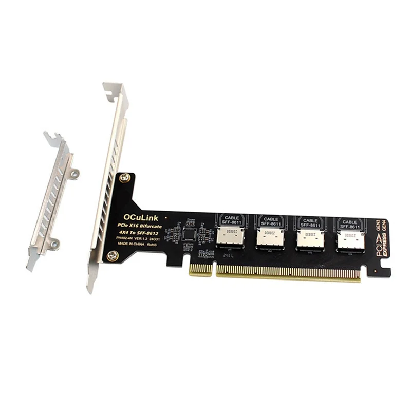 N93R PCI-E X16 Сплит 4-портовая карта расширения Oculink SFF8611 и 8612 NVME Pcie Адаптер твердого привода Dtate для расширения материнской платы
N93R PCI-E X16 Сплит 4-портовая карта расширения Oculink SFF8611 и 8612 NVME Pcie Адаптер твердого привода Dtate для расширения материнской платы