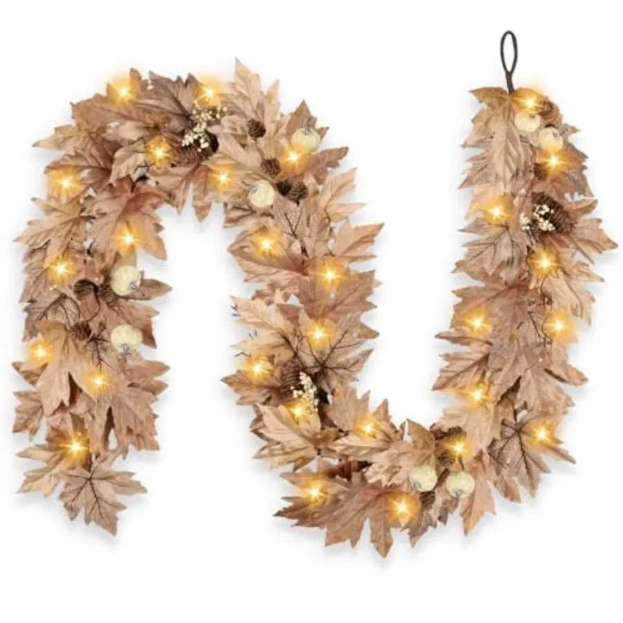 6 Feet Fall Garland with Lights Timer Function Autumn Fall Leaves Garland with Berries Pine Cones Pumpkins Realistic Automatic
6 Feet Fall Garland with Lights Timer Function Autumn Fall Leaves Garland with Berries Pine Cones Pumpkins Realistic Automatic