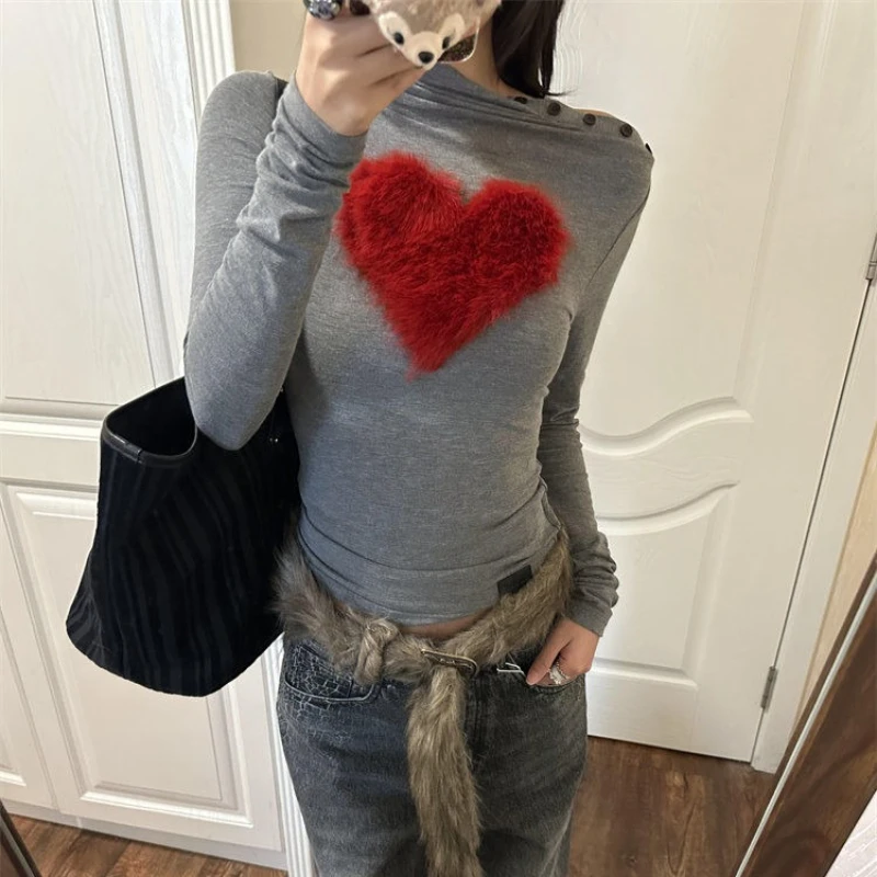 Deeptown серые женские футболки в стиле пэчворк с надписью Love, сексуальные эстетические футболки с длинными рукавами и открытыми плечами в американском стиле ретро в стиле гранж, тонкий низ Gyaru
Deeptown серые женские футболки в стиле пэчворк с надписью Love, сексуальные эстетические футболки с длинными рукавами и открытыми плечами в американском стиле ретро в стиле гранж, тонкий низ Gyaru