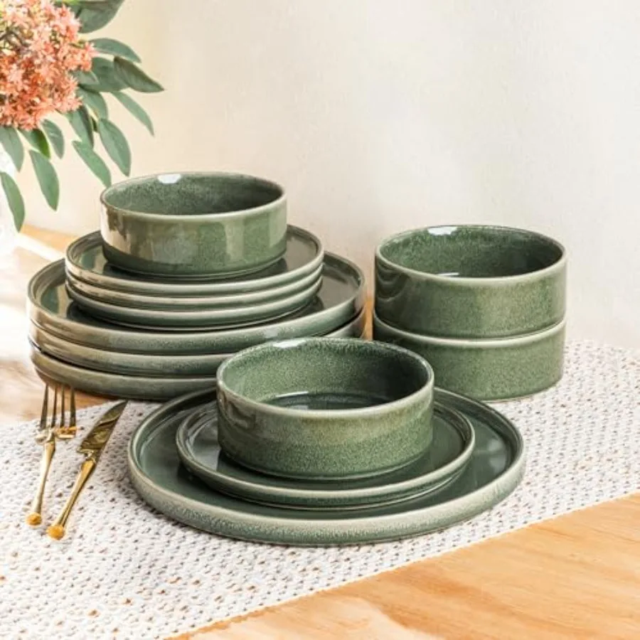 Ceramic Dinnerware Sets Handmade Stoneware Plates and Bowls Sets Highly Chip and Crack Resistant Dishwasher and Microwave Safe
Ceramic Dinnerware Sets Handmade Stoneware Plates and Bowls Sets Highly Chip and Crack Resistant Dishwasher and Microwave Safe