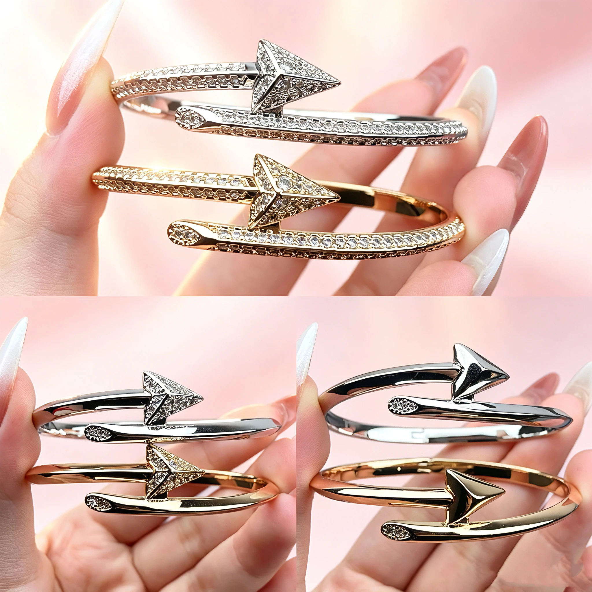 French Luxury Arrow shape Open Women's Bangle Bracelet Silver Shiny 5A Zircon Trendy Party Jewelry Gift plating Holiday Gift
French Luxury Arrow shape Open Women's Bangle Bracelet Silver Shiny 5A Zircon Trendy Party Jewelry Gift plating Holiday Gift