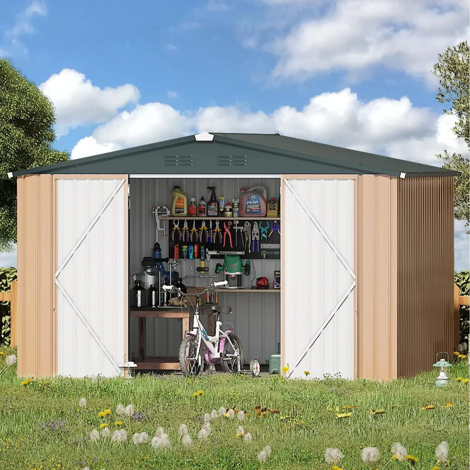 HighQuality 5x3/5.2x3.2/6x4/6x6/7x7/8.4x6.3/10x8FT Outdoor Tool Storage Shed w/ Lockable Steel Shed for Backyard,Patio onsale
HighQuality 5x3/5.2x3.2/6x4/6x6/7x7/8.4x6.3/10x8FT Outdoor Tool Storage Shed w/ Lockable Steel Shed for Backyard,Patio onsale