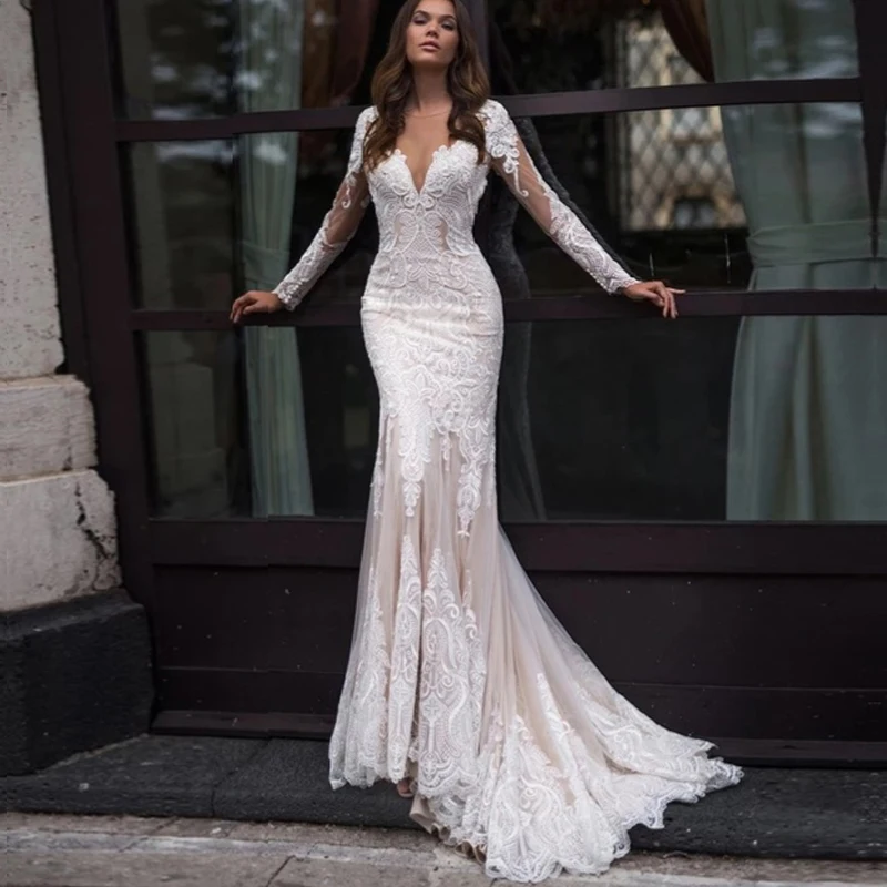 vestido de novia de manga larga con encaje, prenda de novia de sirena, ilusión, tul, con botón en la espalda, transparente
vestido de novia de manga larga con encaje, prenda de novia de sirena, ilusión, tul, con botón en la espalda, transparente