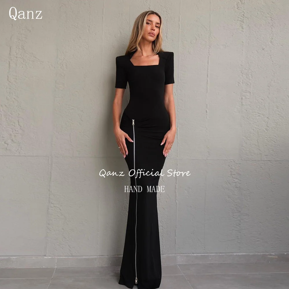 Qanz Black Mermaid Formal Evening Dress Short Sleeves Square Neck Vestidos De Festa Elegante Floor Length Party Gown Customized
Qanz Black Mermaid Formal Evening Dress Short Sleeves Square Neck Vestidos De Festa Elegante Floor Length Party Gown Customized