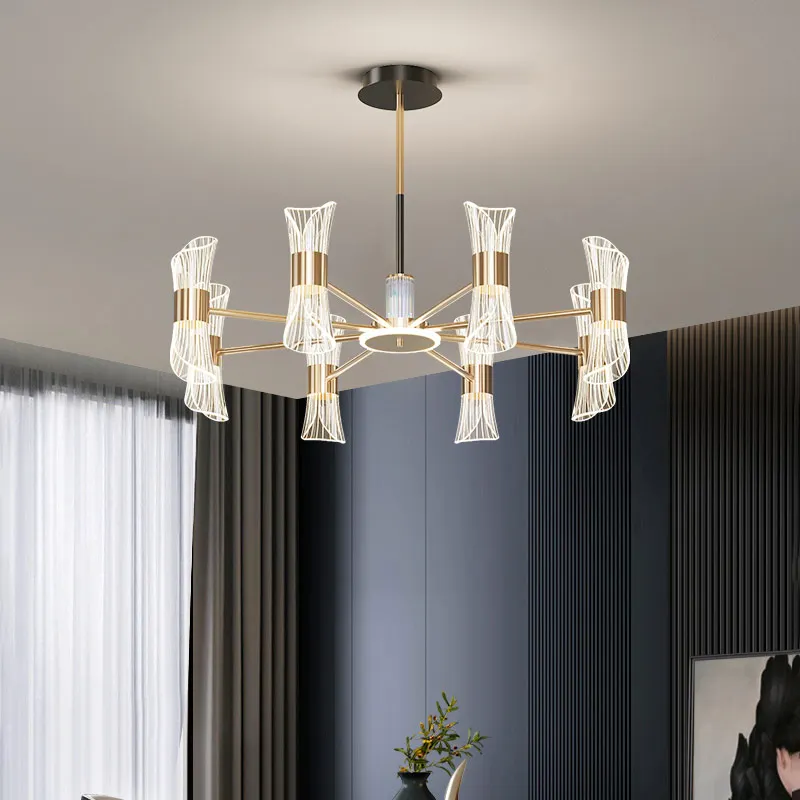 LED Chandelier Acrylic Guide Light Lampshade Modern Living Dining Room Bedroom Decoration Indoor Lighting Gold
LED Chandelier Acrylic Guide Light Lampshade Modern Living Dining Room Bedroom Decoration Indoor Lighting Gold