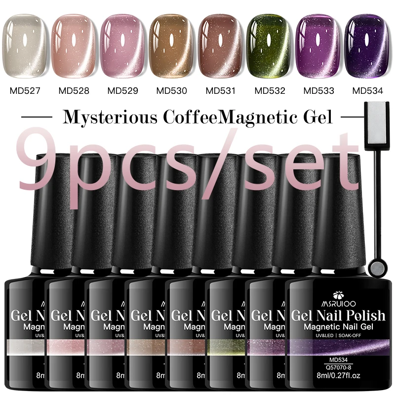 9pcs Mysterious Coffee Cat Magnetic Gel Nail Polish Set Glitter Glass Bead Cat Eye Effect Soak Off UV Gel Varnish Nail Supplies
9pcs Mysterious Coffee Cat Magnetic Gel Nail Polish Set Glitter Glass Bead Cat Eye Effect Soak Off UV Gel Varnish Nail Supplies