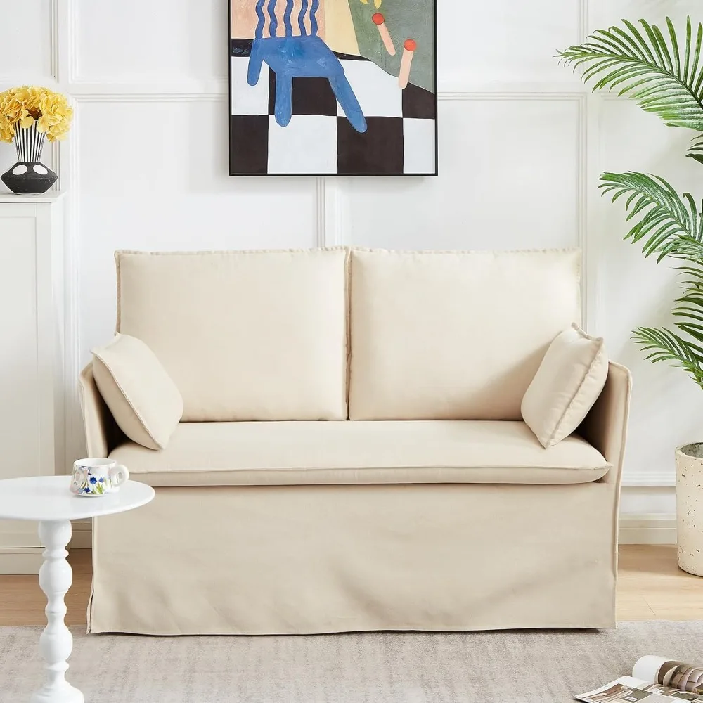 Small Slipcovered Loveseat, 52" Love Seat with Washable Cover, Cozy Two Seater Sofa, Metal Frame, Comfy Couches for Small Spaces
Small Slipcovered Loveseat, 52" Love Seat with Washable Cover, Cozy Two Seater Sofa, Metal Frame, Comfy Couches for Small Spaces