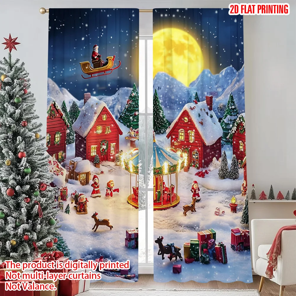2pcs 2D flat printing Merry Christmas Popular Party Window Curtains Includes Santa Claus_ reindeer and snow mountains Durable
2pcs 2D flat printing Merry Christmas Popular Party Window Curtains Includes Santa Claus_ reindeer and snow mountains Durable