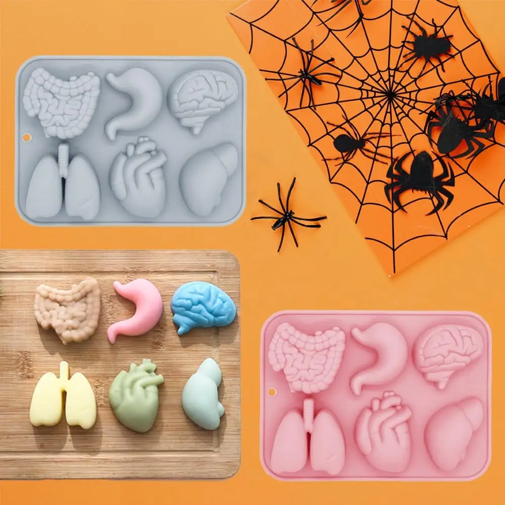 3D Human Organ Silicone Molds 2 Pack 6 Cavity Silicone Muffin Molds for Chocolate Pudding Dessert Jelly Halloween Party Props
3D Human Organ Silicone Molds 2 Pack 6 Cavity Silicone Muffin Molds for Chocolate Pudding Dessert Jelly Halloween Party Props