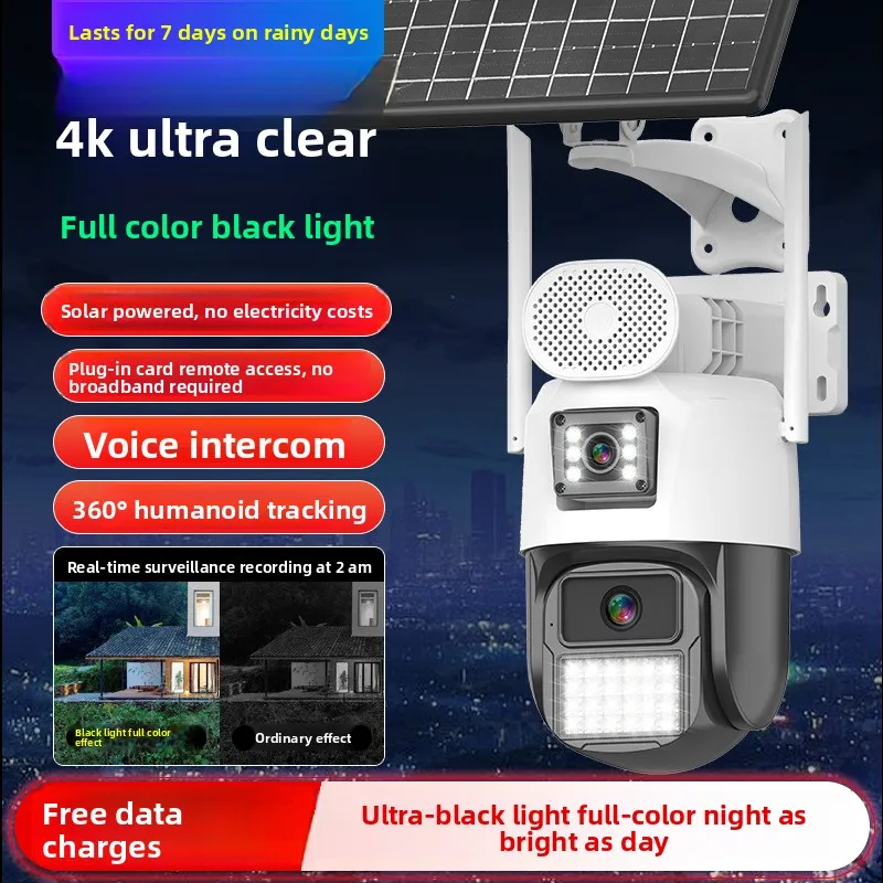 Black Light Full-Color 4G Solar CCTV, Free Data Lifetime, AI Human Tracking, HD Night Vision Outdoor Camera
Black Light Full-Color 4G Solar CCTV, Free Data Lifetime, AI Human Tracking, HD Night Vision Outdoor Camera